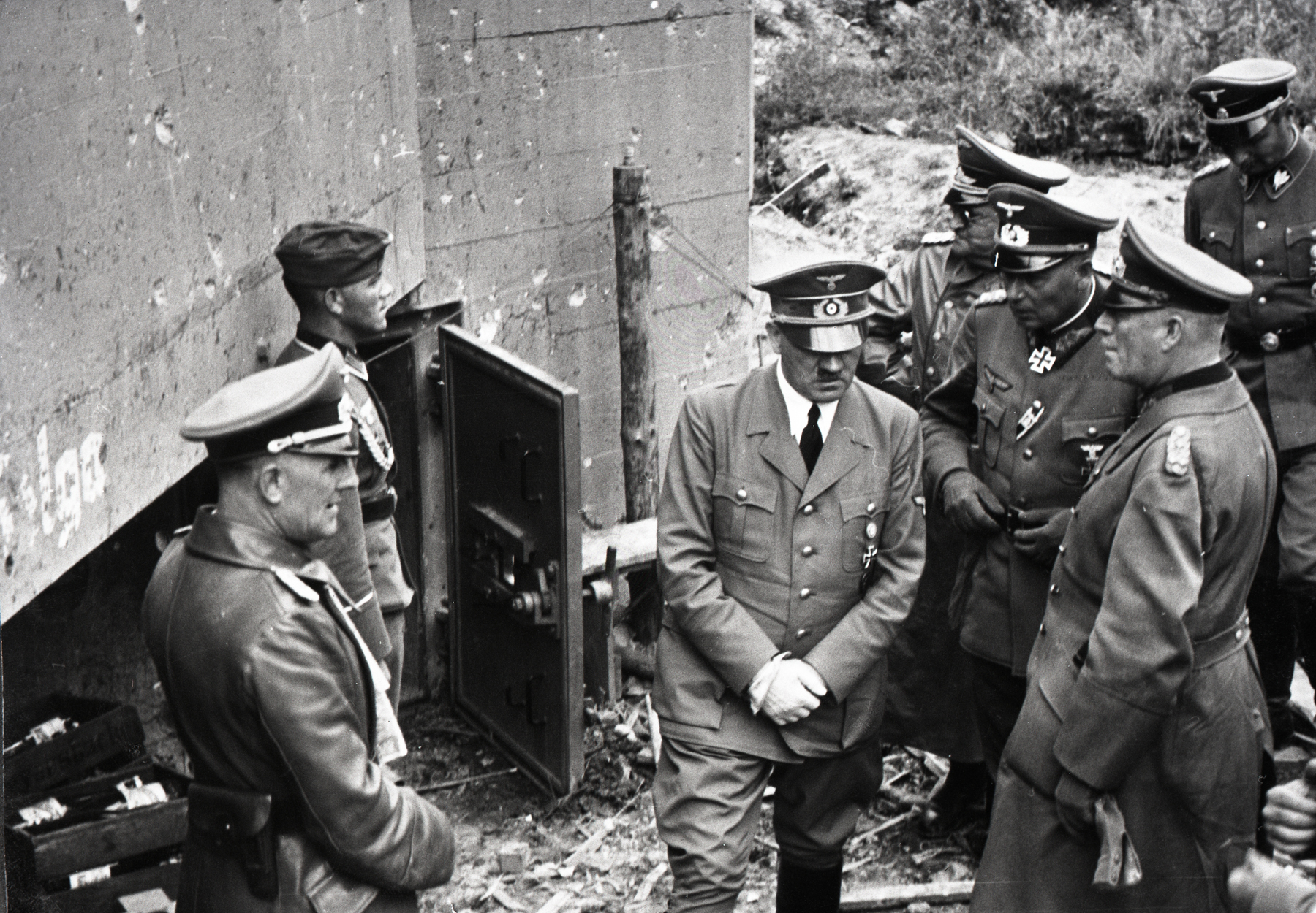 Adolf Hitler visits a German bunker from WWI, from Eva Braun's albums